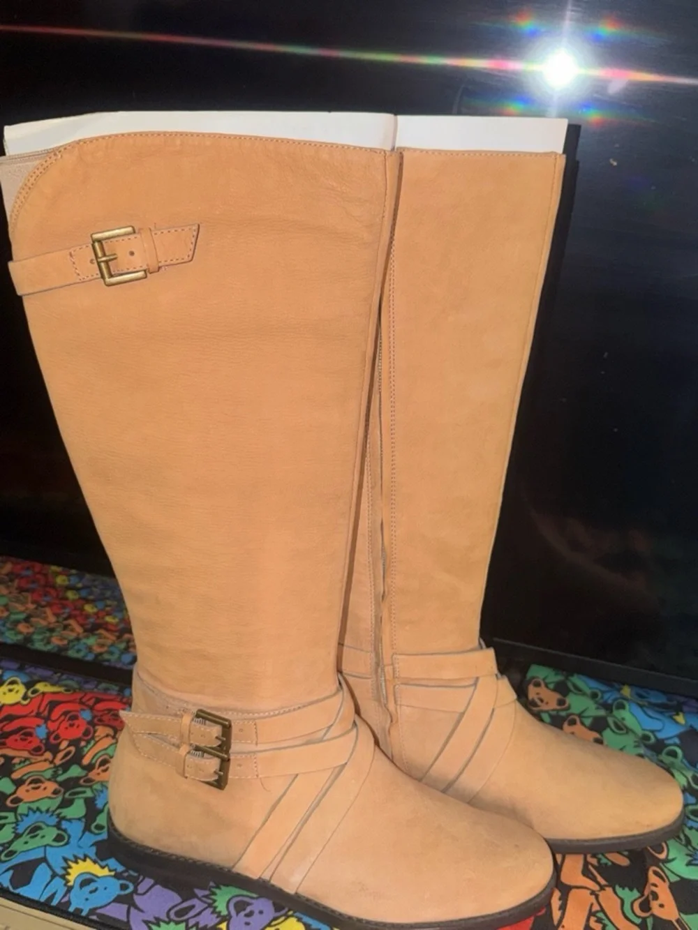 Cole Haan Women's Tan Knee-High Buckle Boots